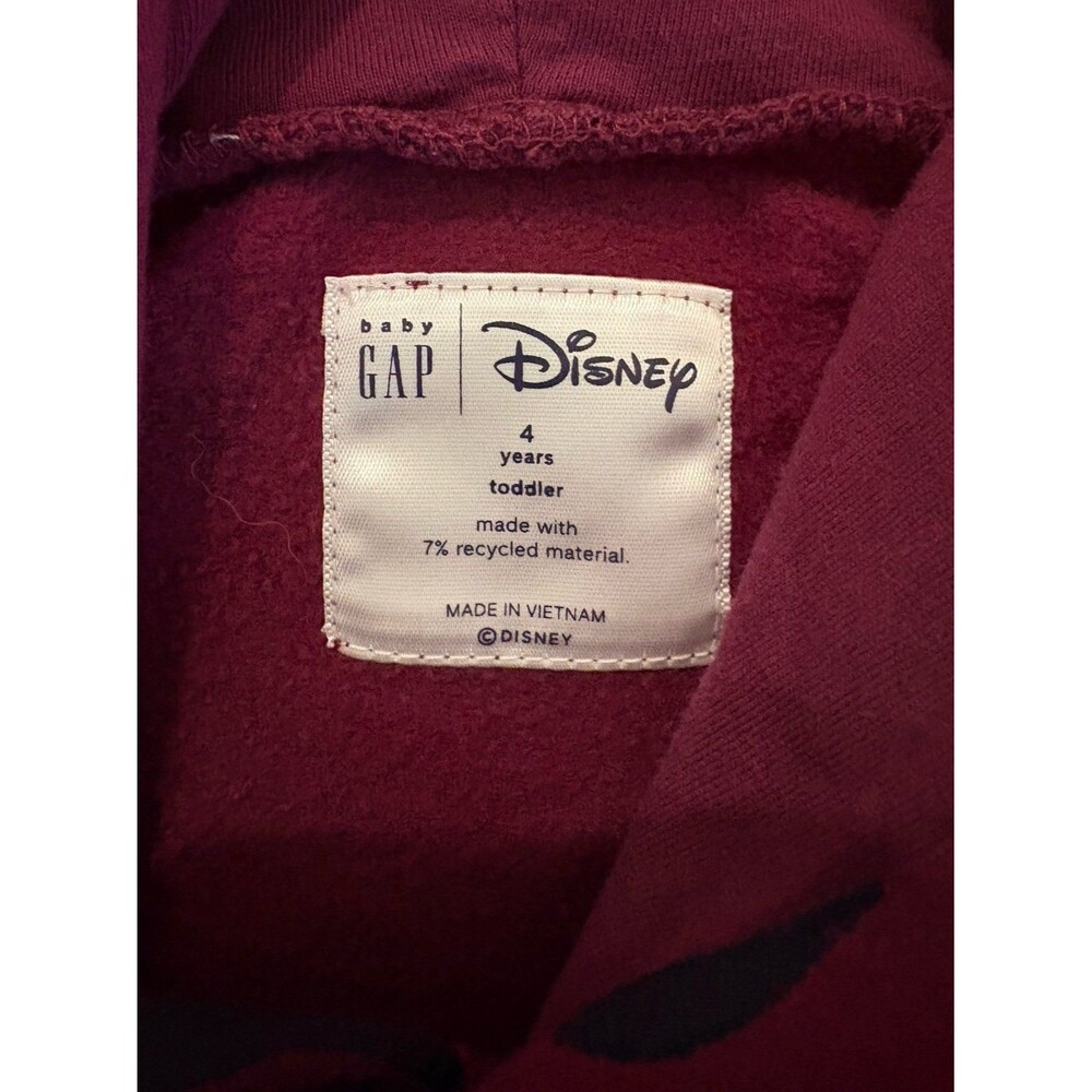 Gap Disney Mickey Hoodie Sweatshirt, Burgundy and Navy, Size 4T - Picture 5 of 5
